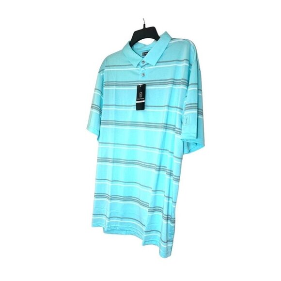 PGA Tour Golf Mens Blue Striped Short Sleeve Collared Polo Shirt Sz XXL New - Picture 4 of 10